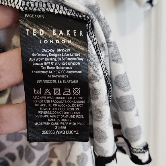 Ted Baker London Lucys Black White Floral Spotted Blouse Size 3 Medium - Picture 9 of 9